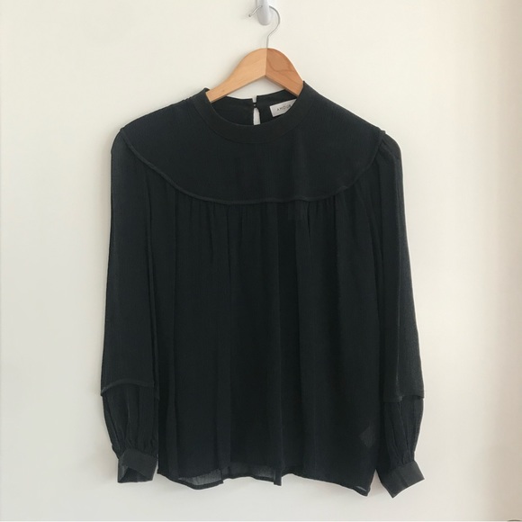 NWT Amour Vert Sheer Black Blouse - Picture 8 of 8